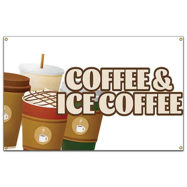 Coffee And Ice Coffee Banner Concession Stand Food Truck Single Sided